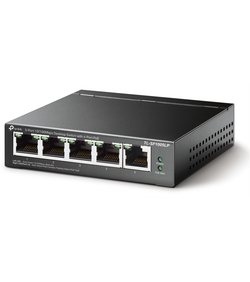 TP-Link TL-SF1005LP, 5-портовый 10/100 Мбит/с неуправляемый коммутатор с 4 портами PoE, металлический корпус, бюджет PoE — 41 Вт.