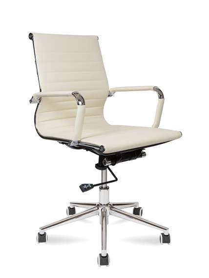 Кресло офисное Норден / Техно LB / хром / слоновая кость экокожа