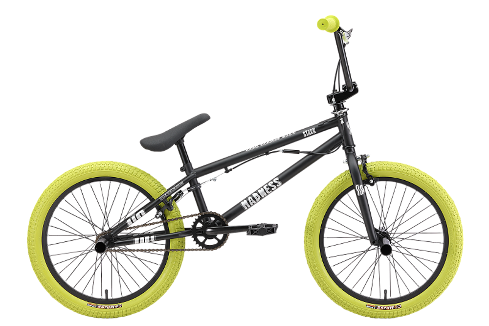 Велосипед 20" STARK'24 Madness BMX 2 черно-матовый/серебристый/хаки