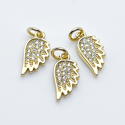 Подвеска Крыло, позолота, фианиты, размер 14*7 мм, цена за 1 шт