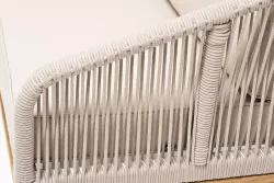 "Канны" диван 2-местный плетеный из роупа, основание дуб, роуп бежевый круглый, ткань бежевая 15052