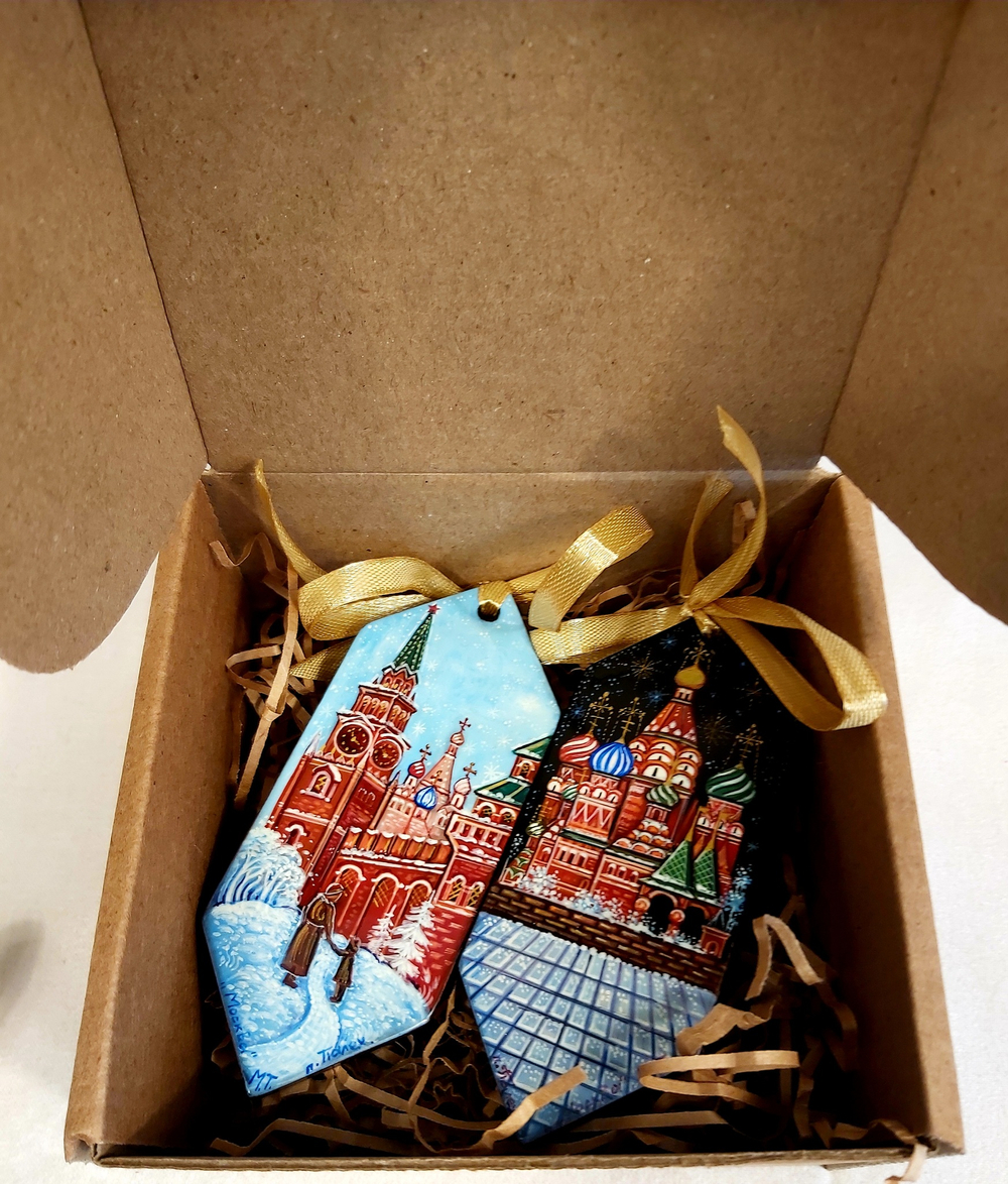 Набор ёлочных игрушек Конфеты с ручной росписью "Москва "