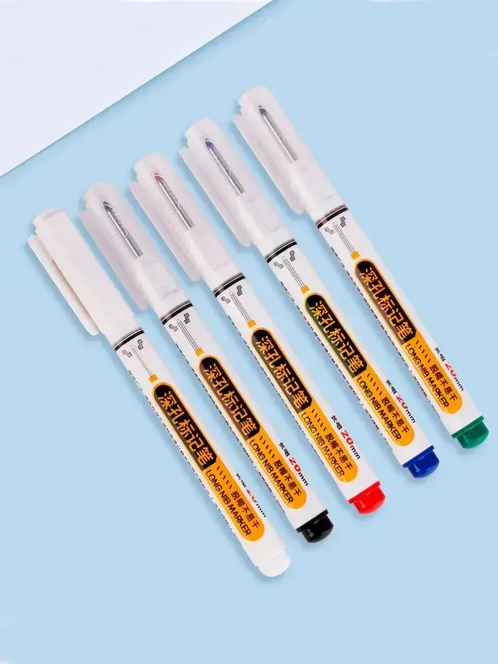 Маркер строительный тонкий разметочный с длинным наконечником 5 шт