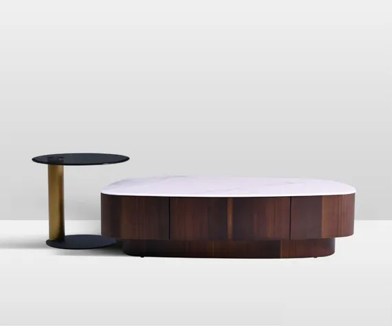 Журнальный столик с выдвижным ящиком 4612, 120х65 см, керамика, орех