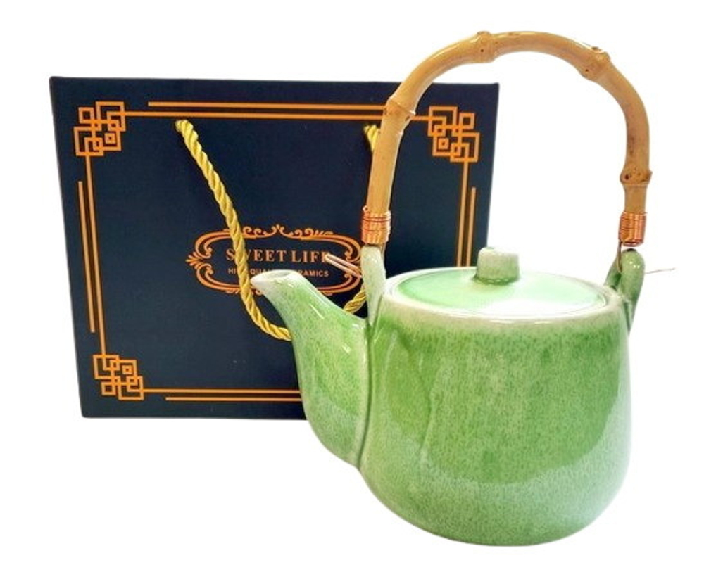 310501.2 Чайник "Зеленый песок" В ПОДАРОЧНОЙ КОРОБКЕ, 1000мл, 16*10*12, керамика