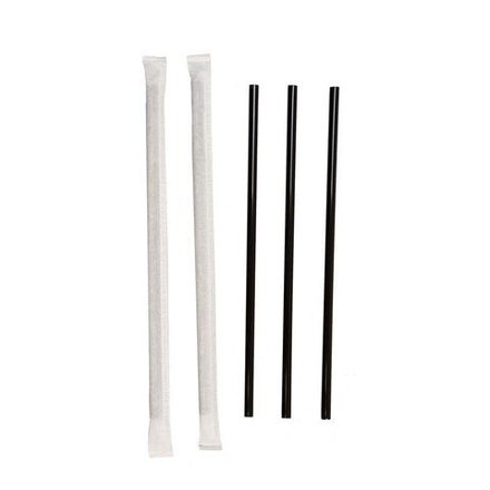 Трубочки для коктейля б/изгиба черные в инд.упаковке d=8мм, l=24см 250 шт