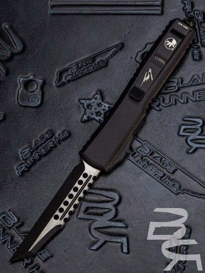 Microtech Ultratech Warhound - нож автомат., черн. алюм. рук-ть, черн. клинок
