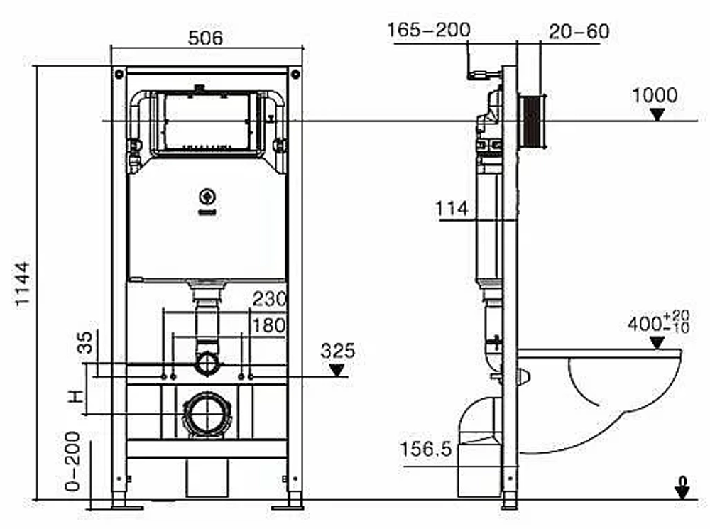 Унитаз с инсталляцией WeltWasser AMBERG 506 + MERZBACH 043 GL-WT + AMBERG RD-BL