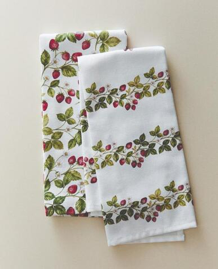 ZARA HOME НАБОР КУХОННЫХ ПОЛОТЕНЕЦ ИЗ ХЛОПКА С ЦВЕТОЧНЫМ ПРИНТОМ (2 ШТ.), БЕЛЫЙ/КРАСНЫЙ