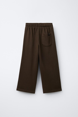 ZARA КОМПЛЕКТ ИЗ ХУДИ И БРЮК WIDE LEG С ВЫШИВКОЙ, КОРИЧНЕВЫЙ