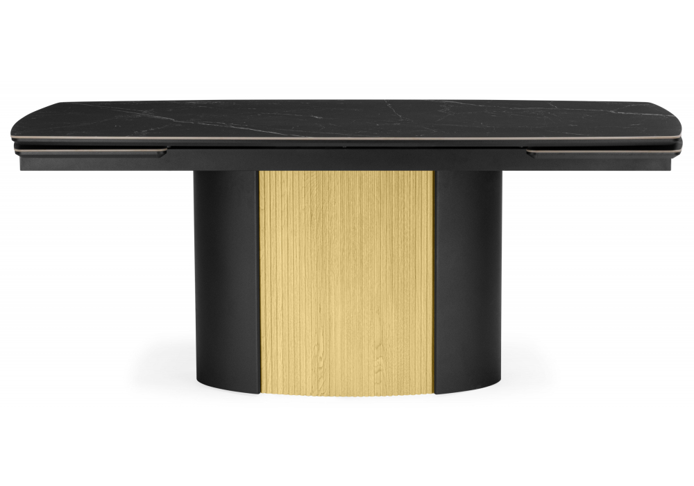 Керамический стол Woodville Бовер 180(220)x90 черный мрамор, черный, дуб натуральный