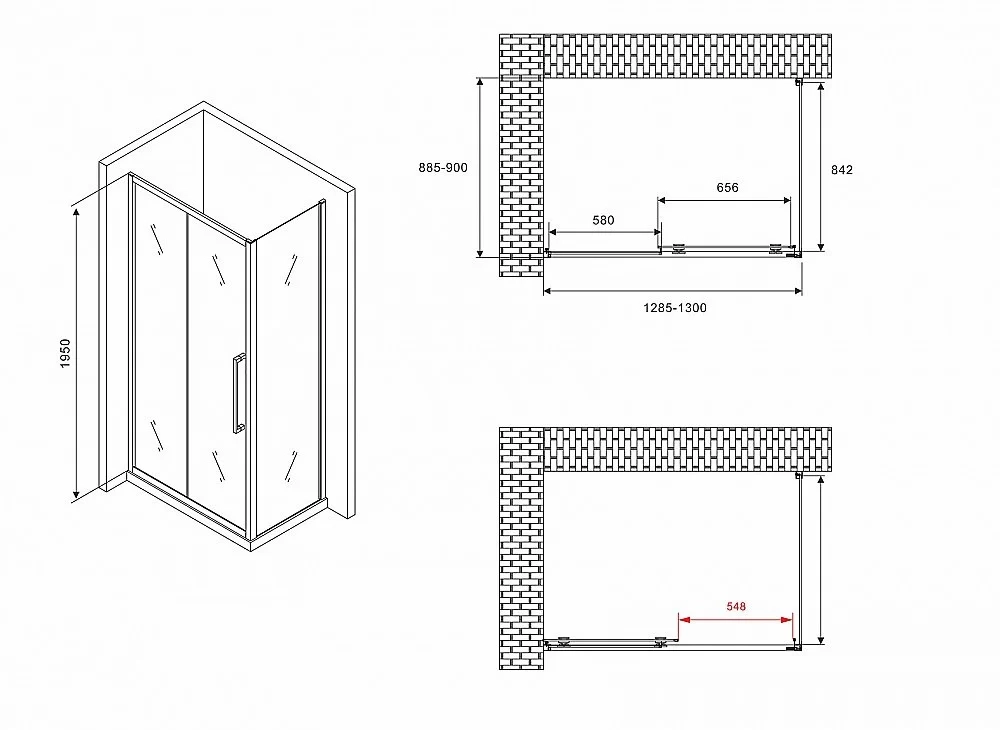 Душевой уголок ABBER Schwarzer Diamant AG30130BMH-S90BM 130х90 стекло матовое/профиль черный