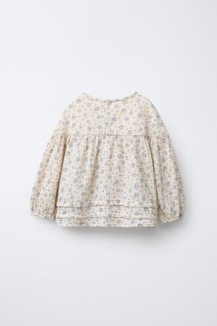 ZARA РУБАШКА С ЦВЕТОЧНЫМ ПРИНТОМ, БЕЖЕВЫЙ