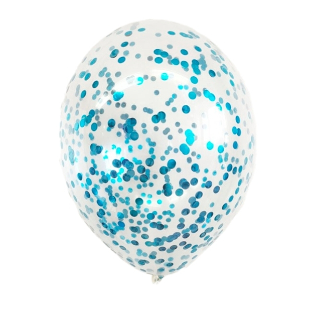 Шар (30см) с конфетти, бирюза