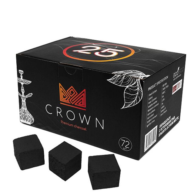 Уголь Кокосовый 25мм - Crown 72шт