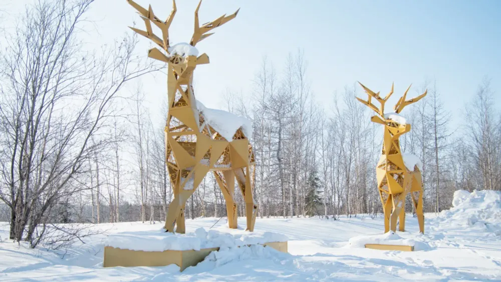 светящиеся фигуры оленей