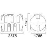 Емкость цилиндрическая горизонтальная с дыхательным клапаном, для жидкостей с плотностью до 1 г/см3 Анион 5100 л. горизонтальная (2375x1785x1870см;синий) - арт.559419