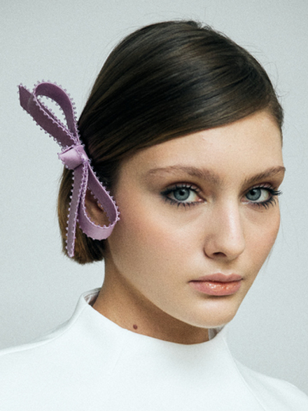 Бант "Стрекоза" сиреневый с декором