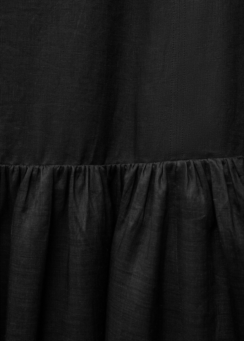 Длинное платье изо льна с присборенной вставкой