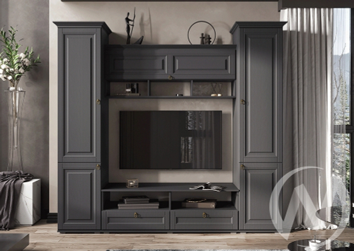 Гостиная Престиж 1 (графит/графит структурный) Вариант №5