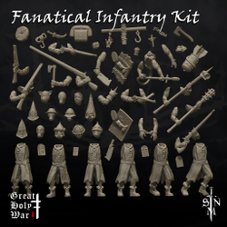 Миниатюра Trench Crusade Great Holy War Fanatical Infantry Kit