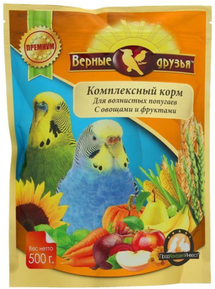 Верные Друзья 500г. корм для волнистых попугаев с овощами и фруктами
