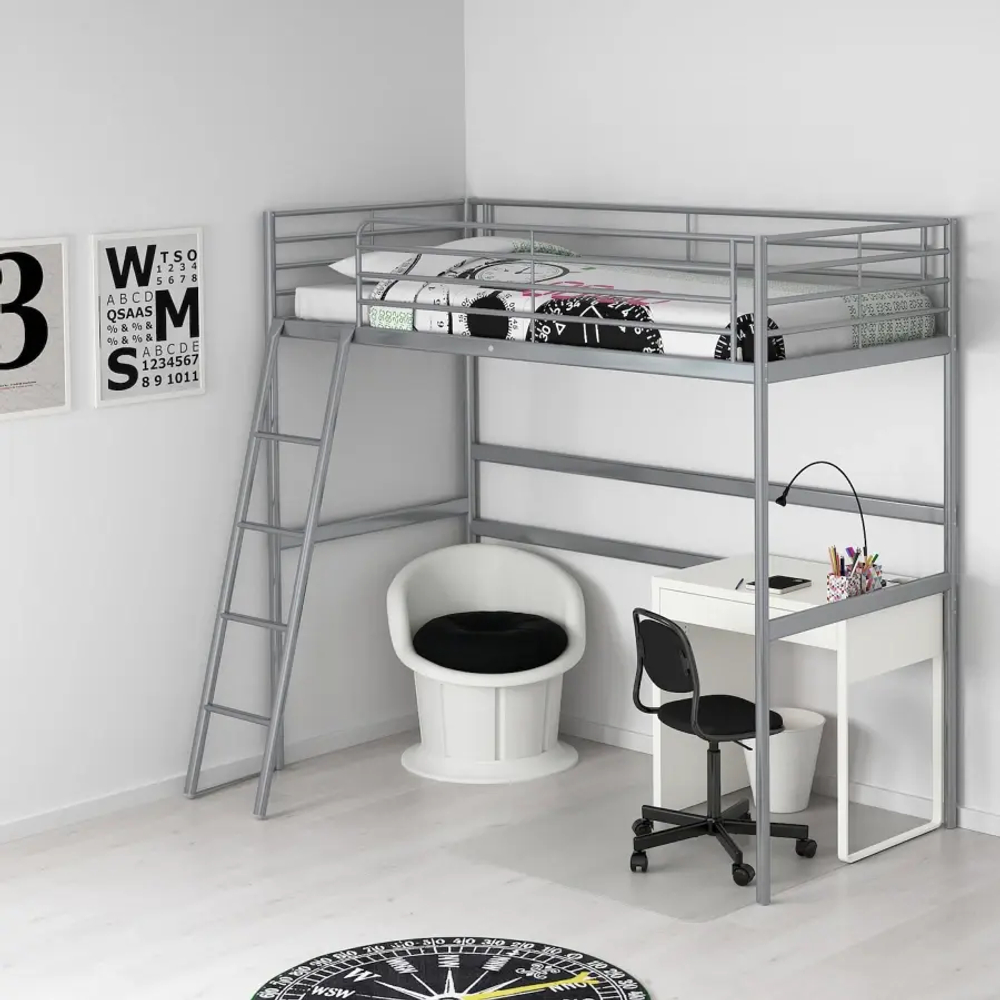 Каркас двухярусной кровати - IKEA SVARTA/SVÄRTA/СВЭРТА  ИКЕА, 90x200 см, серебристый