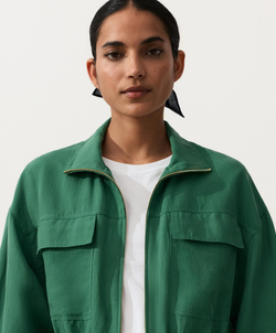 Oysho Куртка с присборенной талией из смеси лиоцелла и 24% льна, изумрудный