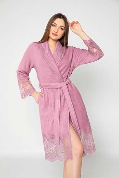 Халат женский махровый 4120 лиловый NUSA Турция