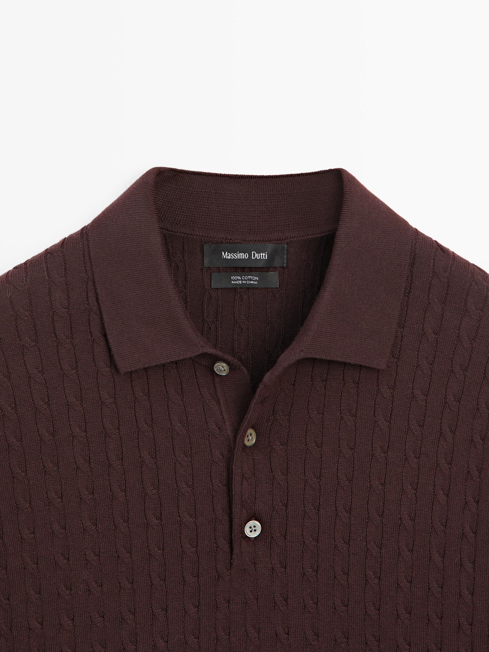Massimo Dutti Поло из 100% хлопка с узором «косы», бордо