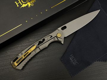 Нож НОКС Майор титановый, серый - сталь М390 серия "Elite" (328-650526)