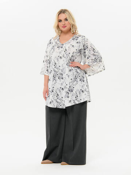 Свободная туника, джерси-ангора нежно-серая