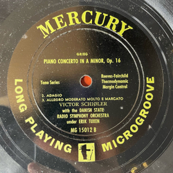 Винтажная виниловая пластинка LP Grieg Григ Victor Schioler With The Danish State Radio Symphony Orchestra Under Erik Tuxen, Piano Concerto In A Minor, Op. 16 (США 1951)