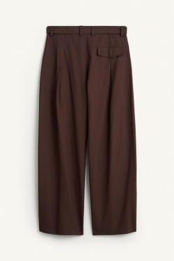 ZARA ШИРОКИЕ БРЮКИ ИЗ СТРУЯЩЕЙСЯ ТКАНИ ИЗ ШЕРСТИ И ВИСКОЗЫ, КОРИЧНЕВЫЙ