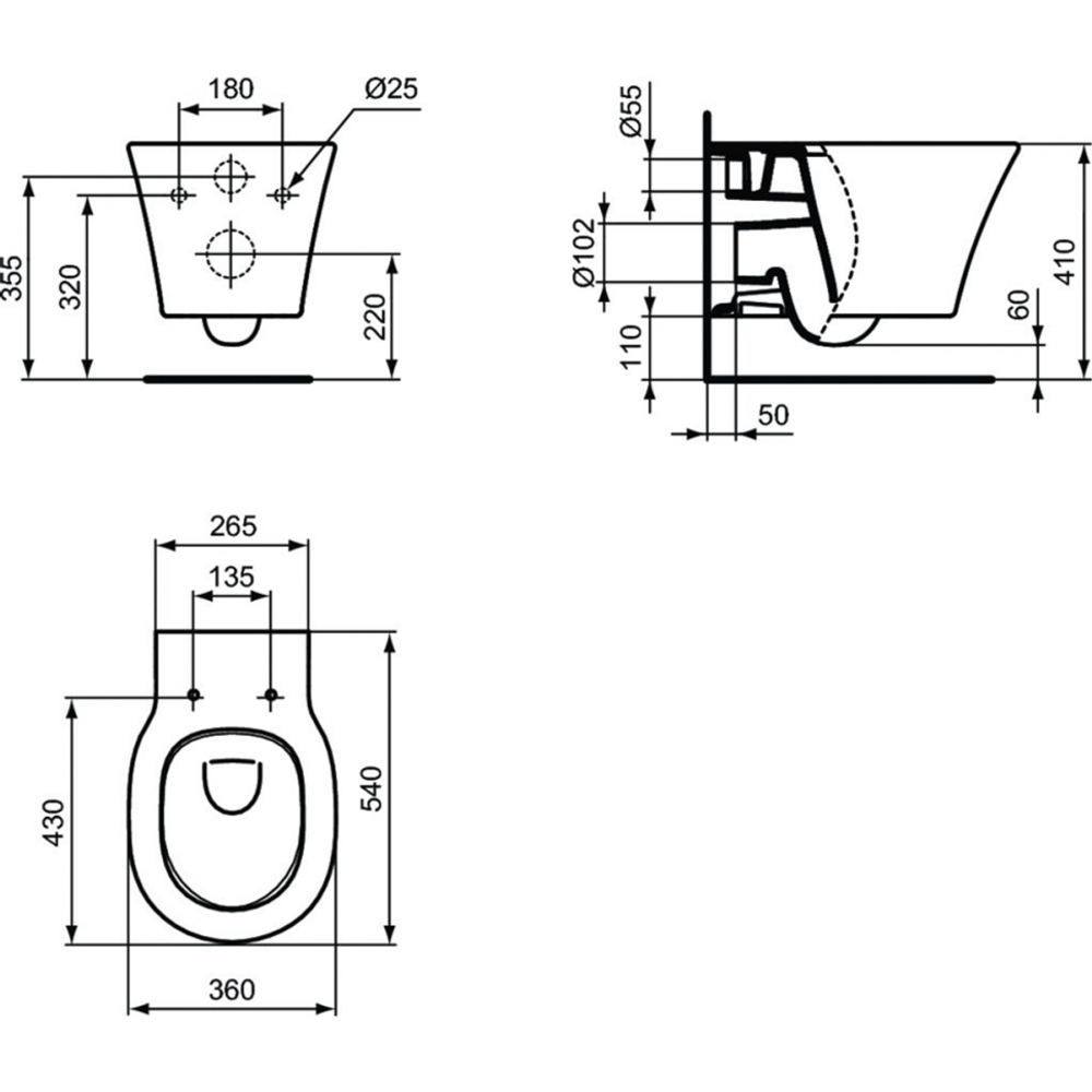 Подвесной унитаз Ideal Standard CONNECT AIR AquaBlade E005401