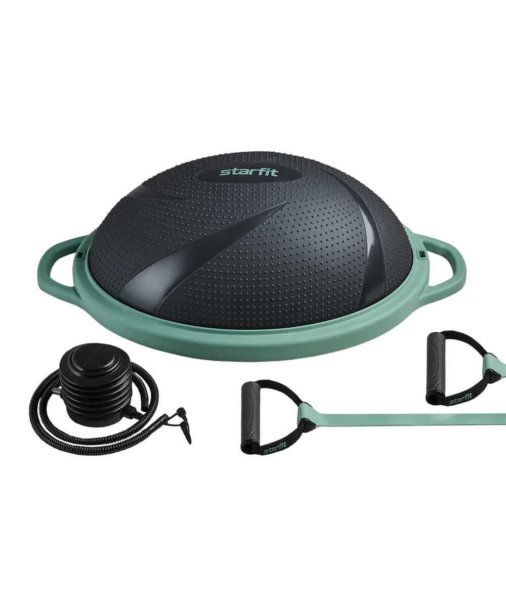 Полусфера "BOSU" GB-503 с эспандерами, с насосом, серый/зеленый