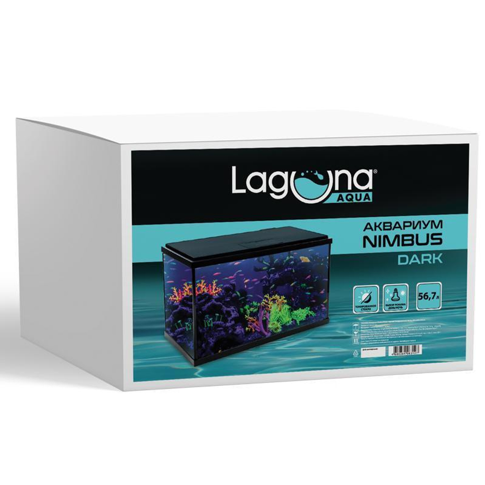 Аквариум Nimbus Dark, черный тонированный, 56,7л, 593*308*366мм, Laguna