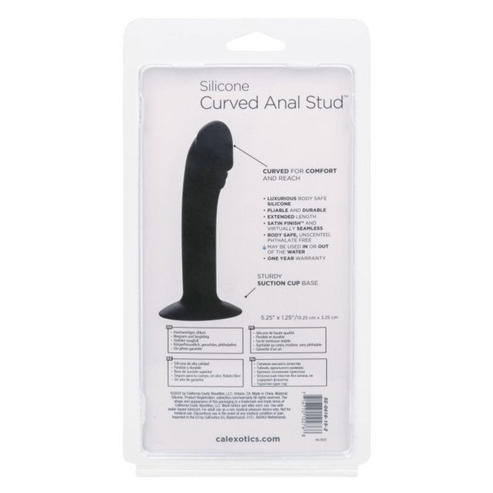 Черный анальный фаллоимитатор Silicone Curved Anal Stud