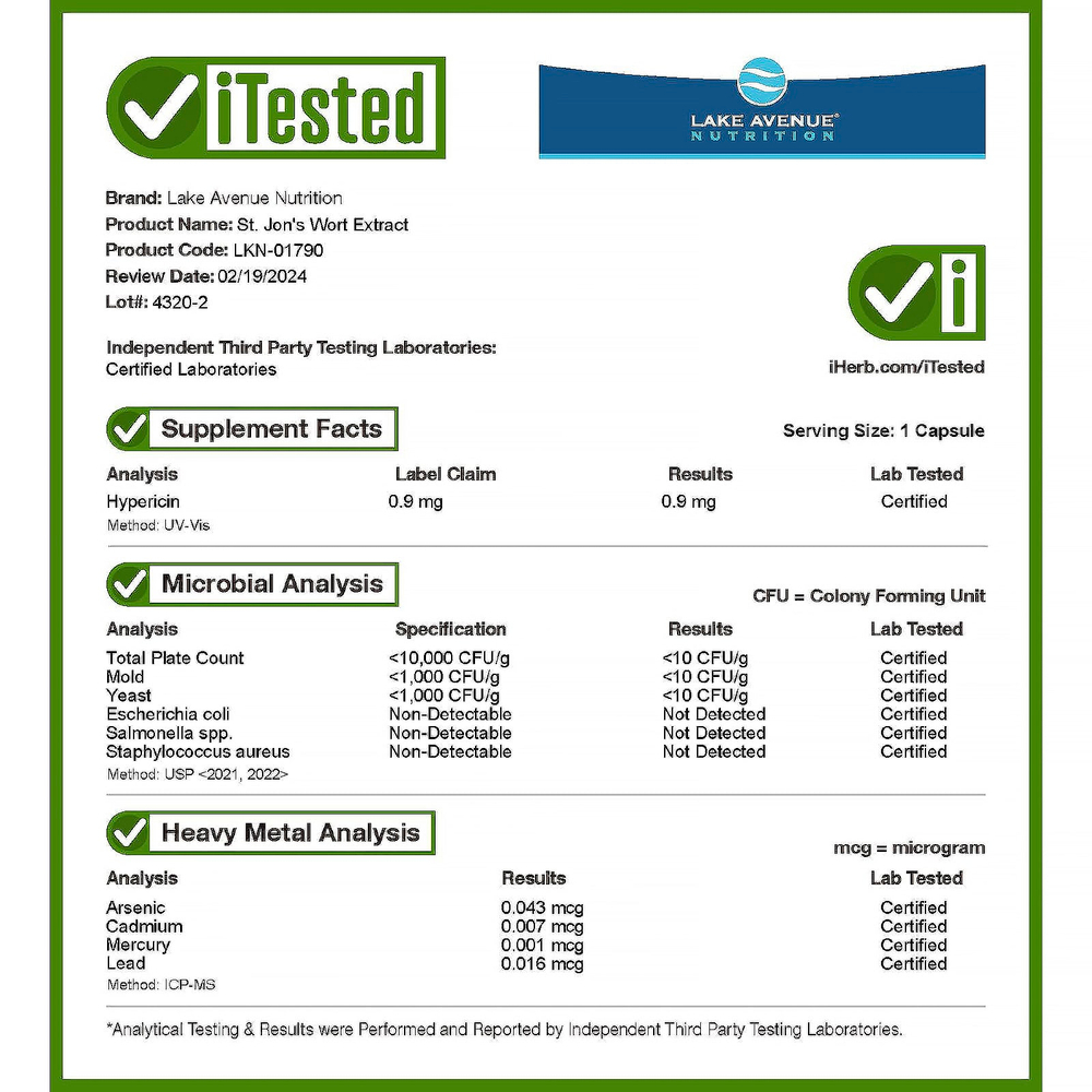 Lake Avenue Nutrition, экстракт зверобоя, 300 мг, 240 растительных капсул