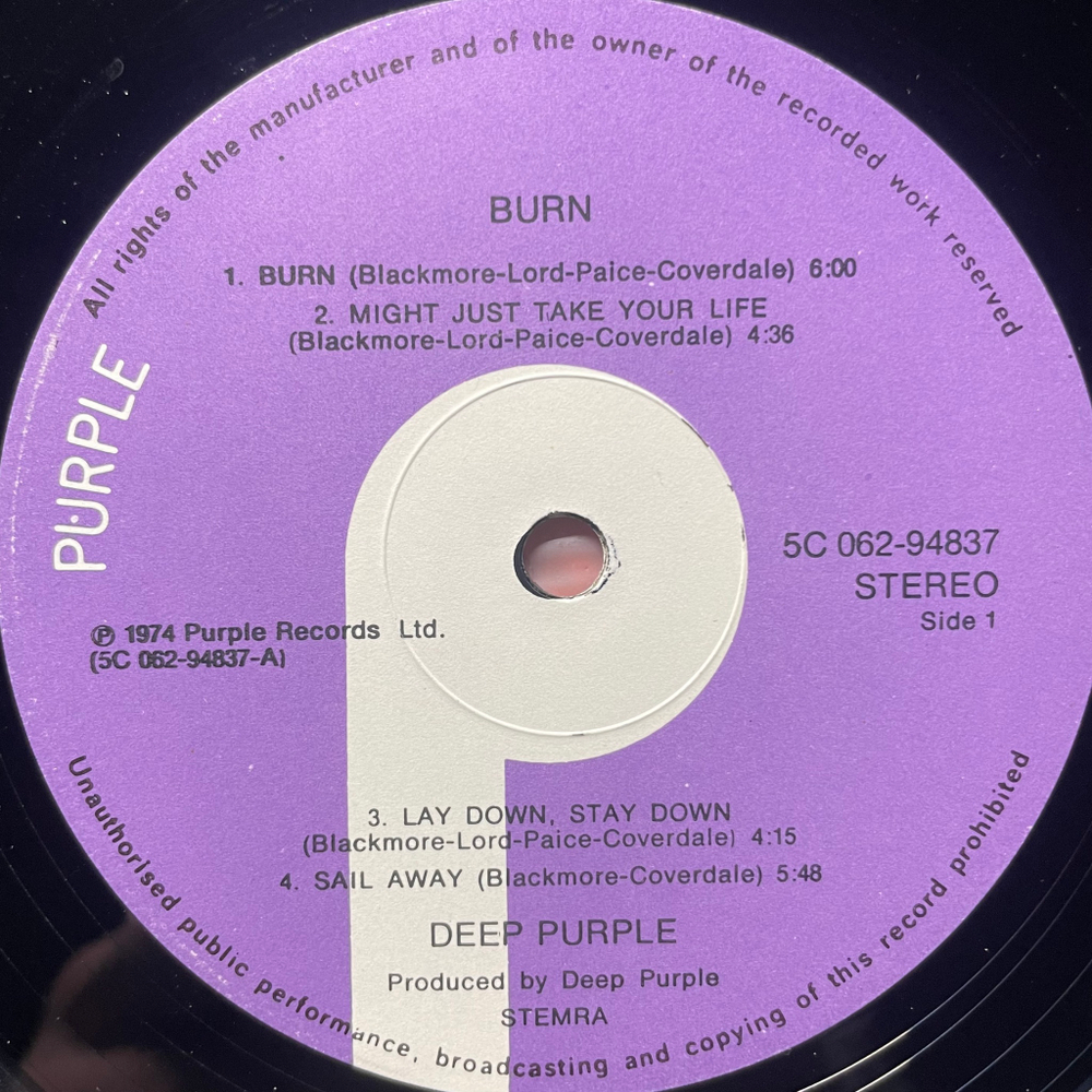 Deep Purple ‎– Burn (Голландия 1974г.)