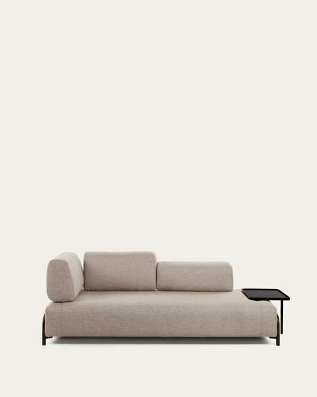 Трехместный диван Compo с большим подносом, бежевый