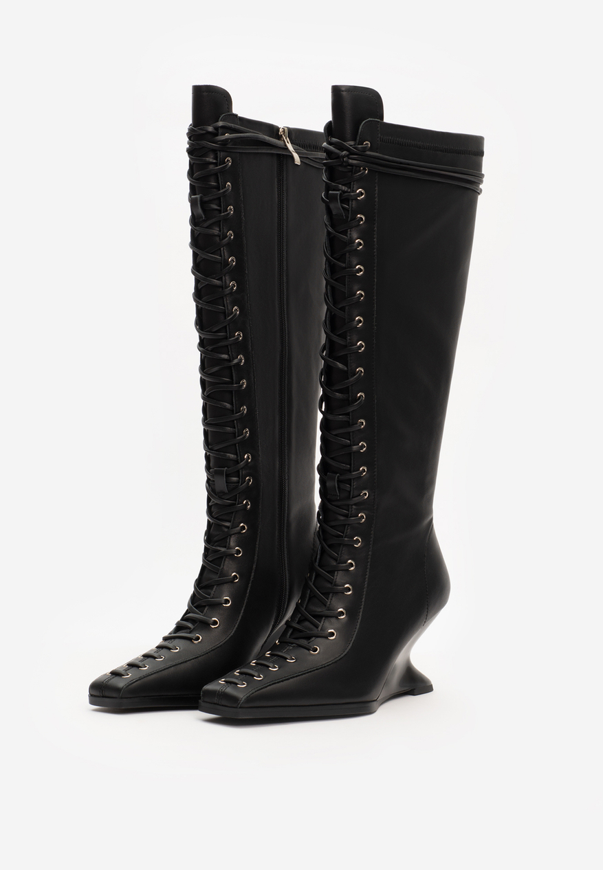 boot heel black leather