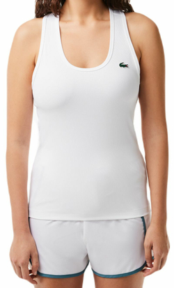 Женский топ теннисный Lacoste Sport Slim Fit Ribbed Tank Top - белый