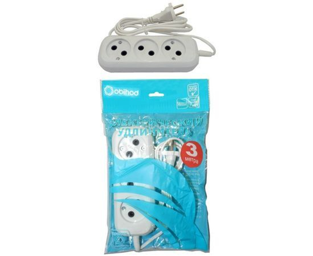 Jett (Obihod) сет. удл. ШВВП 3 розетка 3 м 6А белый РС-3 150-503