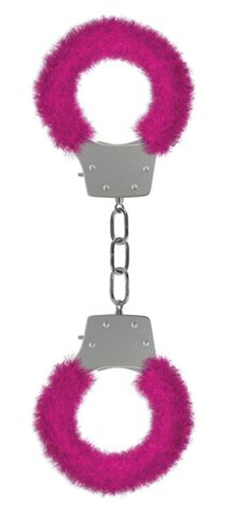 Розовые пушистые наручники OUCH! Pink