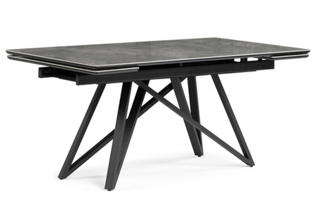 Керамический стол Woodville Вилсон 160(220)х89х75 серый мрамор baolai, черный, ножки черные