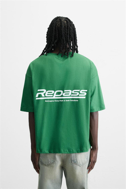 ZARA ФУТБОЛКА С СЕТЧАТОЙ ВСТАВКОЙ, ЗЕЛЕНЫЙ