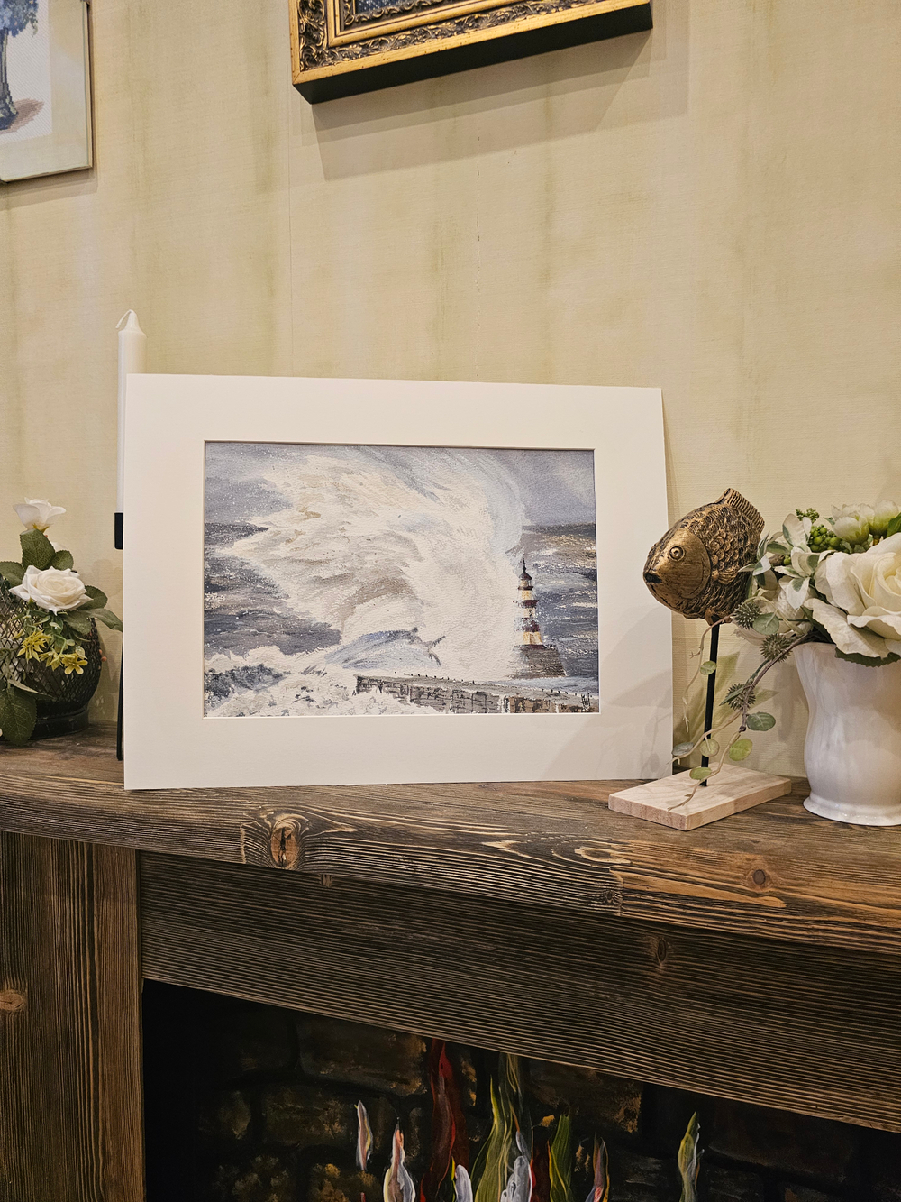 Картина авторская акварельная в паспарту 30х40 см на стену для интерьера "Шторм"