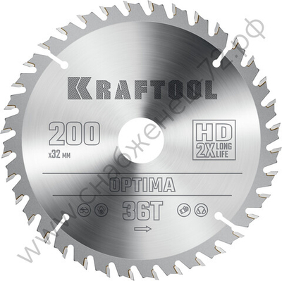KRAFTOOL Optima 200х32мм 36Т, диск пильный по дереву