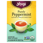 Yogi Tea, Purely Peppermint, без кофеина, 16 чайных пакетиков, 24 г (0,85 унции)